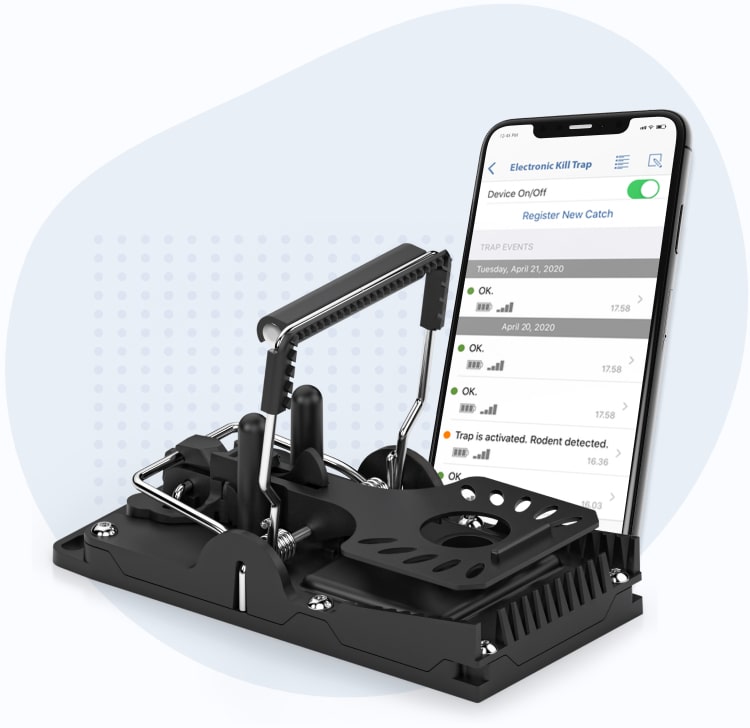 Rat trap and smartphone with TrapSensor app